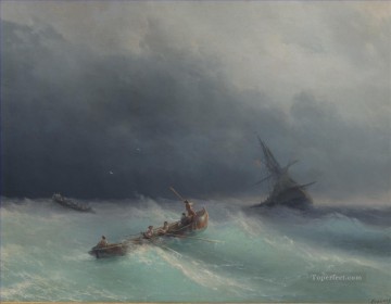 storm at sea 1873 Romantic Ivan Aivazovsky Russian Oil Paintings